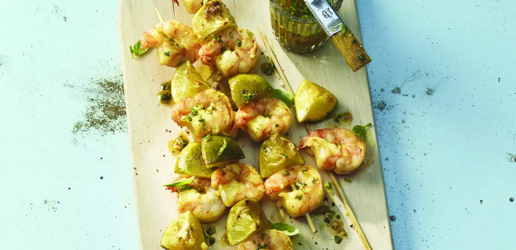 Limetten-Crevetten-Spiess