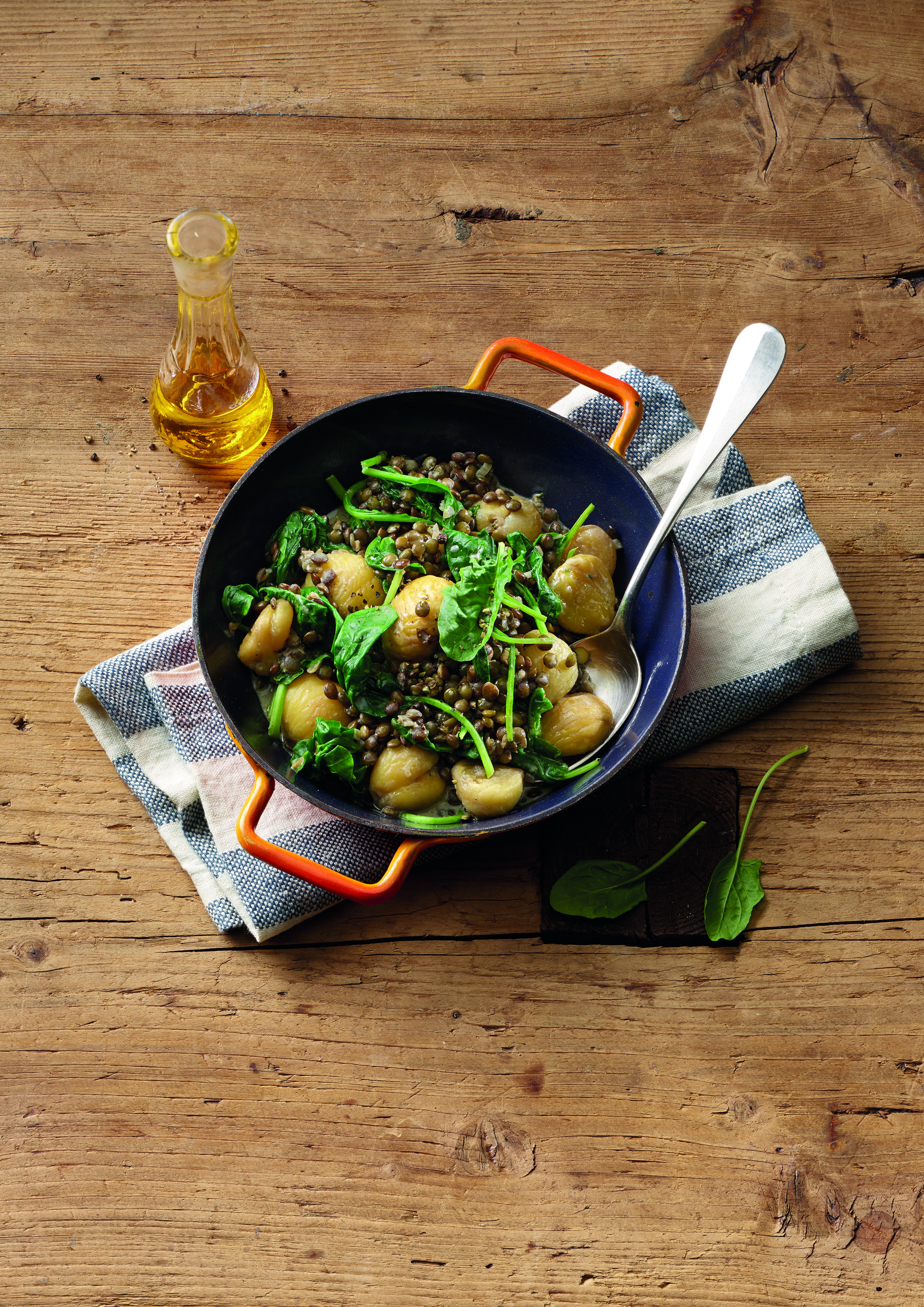 Marroni-Linsen-Eintopf mit Spinat